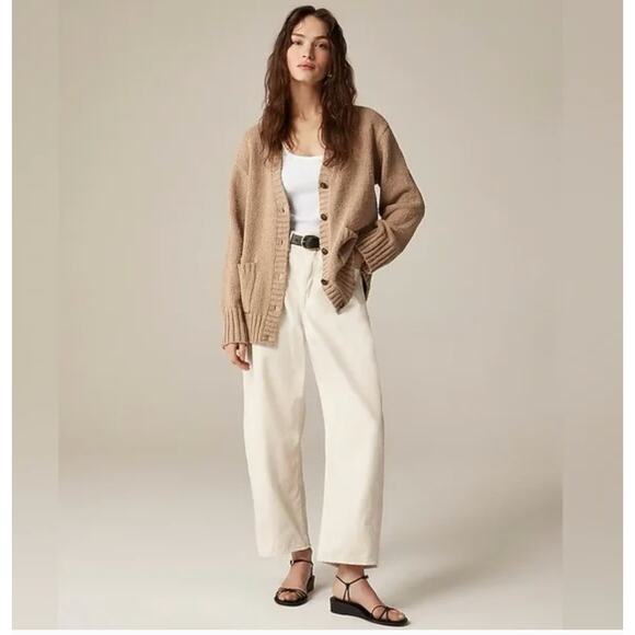 J Crew Marina V Neck Cardigan Sweater M NWT Tan Button CM461 J.Crew Prep 90s - Picture 2 of 5